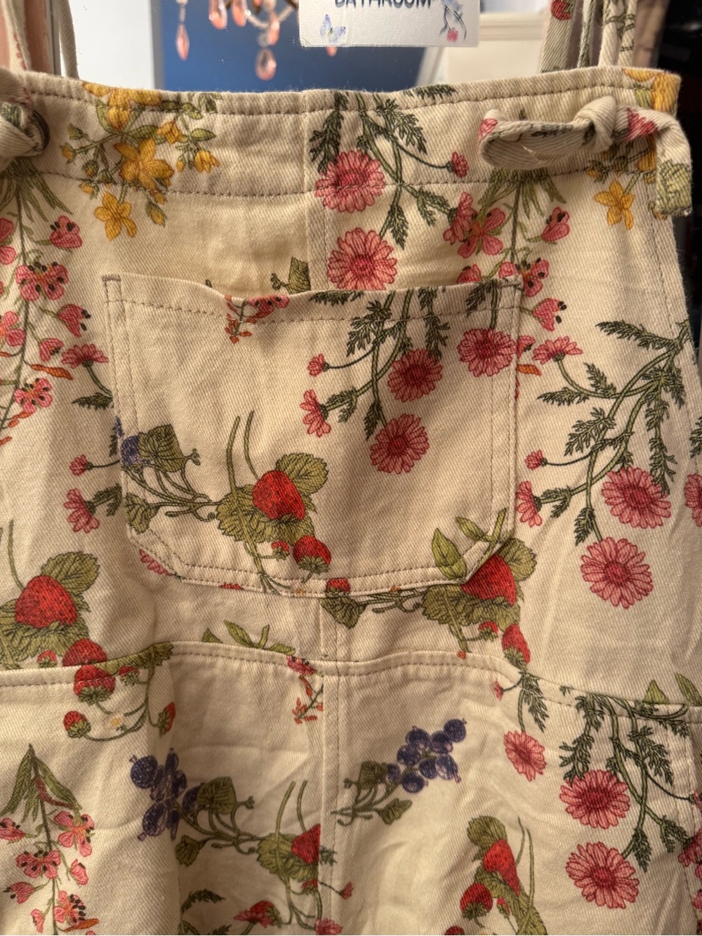 Cider Floral Cream Cotton Overalls with Multicolor Botanical Print - Picture 4 of 13